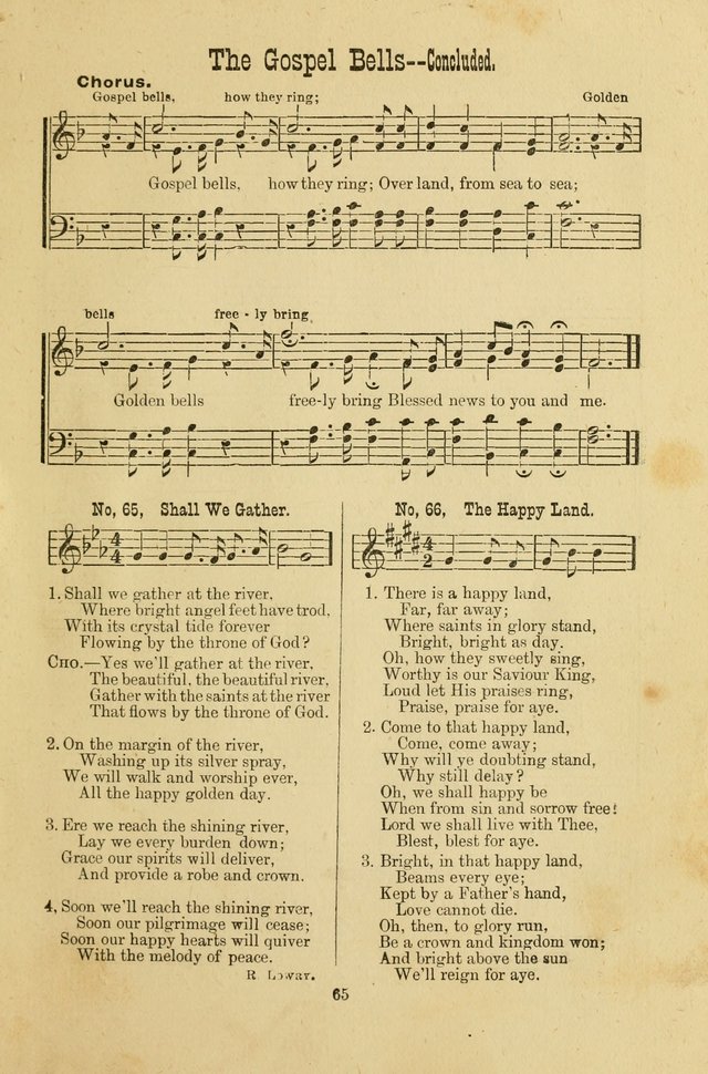 Gospel Bells: a collection of new and popular songs for the use of Sabbath schools and gospel meetings page 65