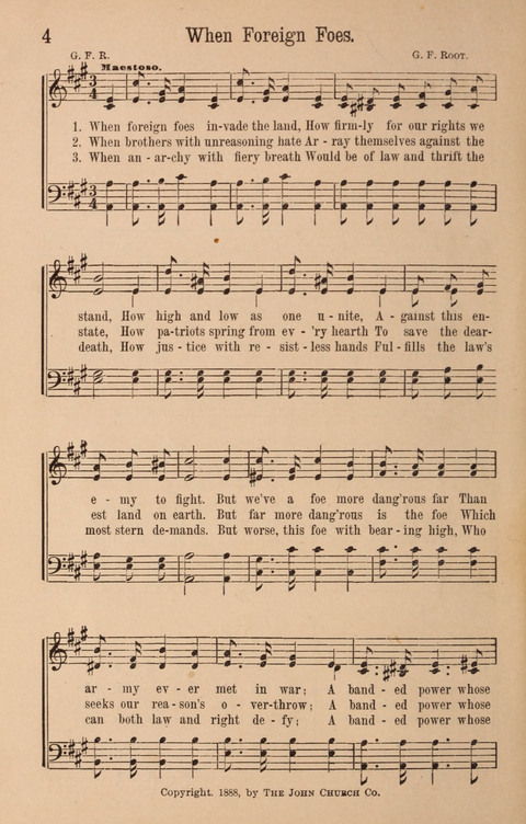 The Glorious Cause: a Collection of Songs, Hymns and Choruses for Earnest Temperance Workers page 4