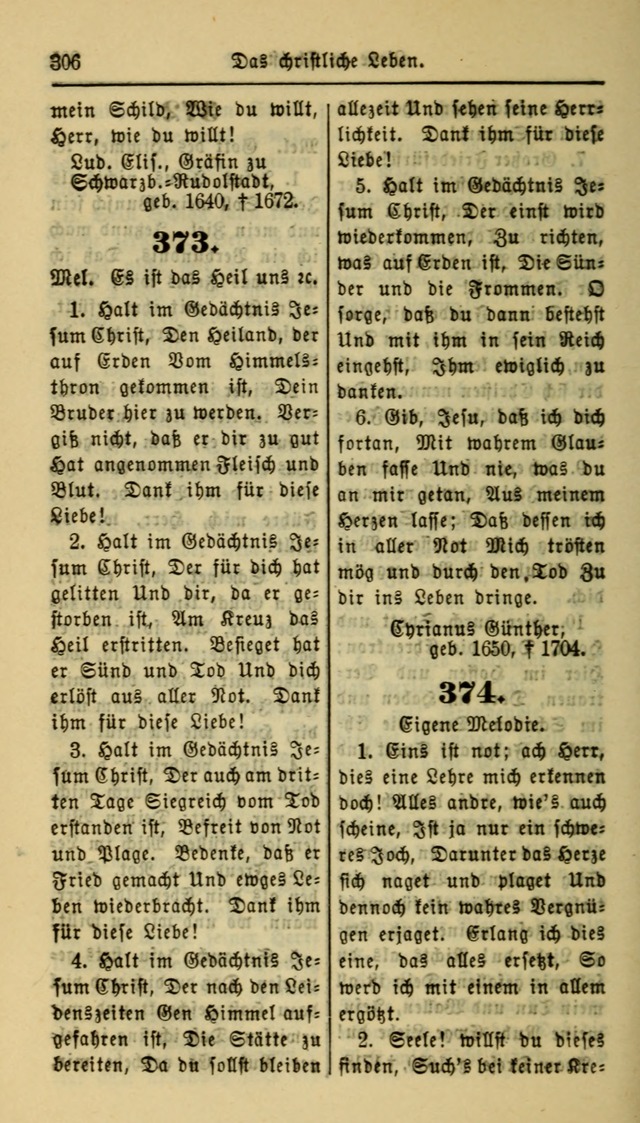Gesangbuch der Evangelischen Kirche: herausgegeben von der Deutschen Evangelischen Synode von Nord-Amerika page 306