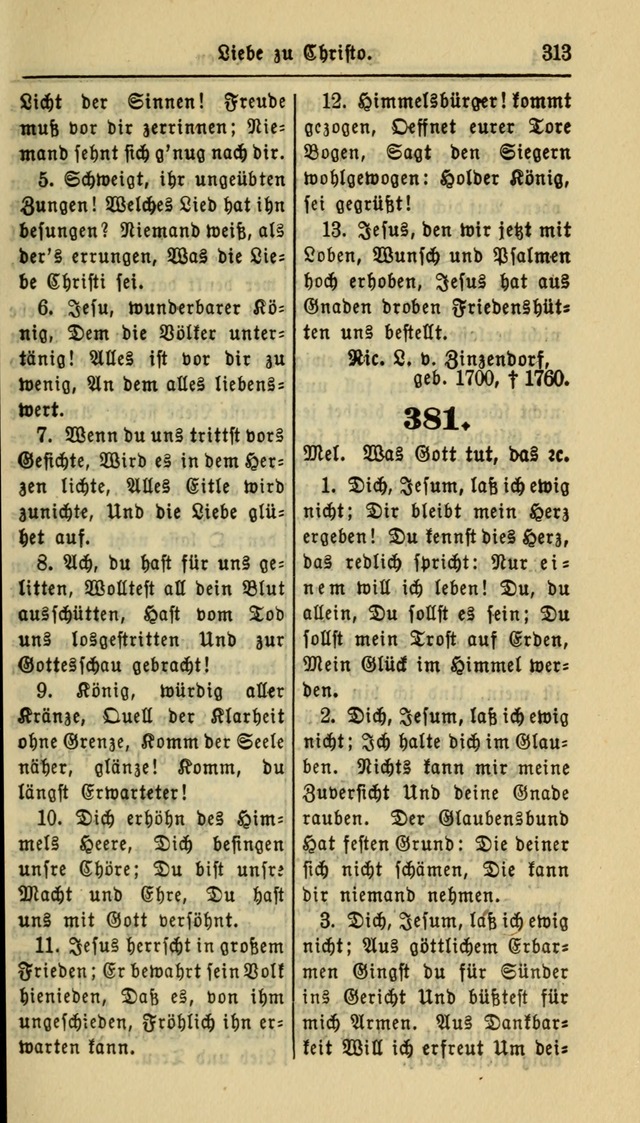 Gesangbuch der Evangelischen Kirche: herausgegeben von der Deutschen Evangelischen Synode von Nord-Amerika page 313