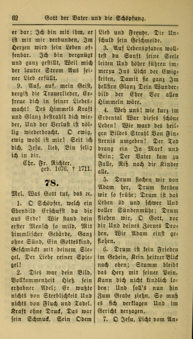 Gesangbuch der Evangelischen Kirche: herausgegeben von der Deutschen Evangelischen Synode von Nord-Amerika page 62
