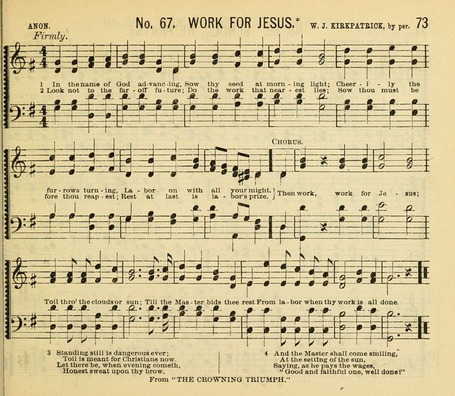 Grace and Glory: a choice collection of sacred songs, original and selected, for Sabbath-schools, revivals, etc. page 73