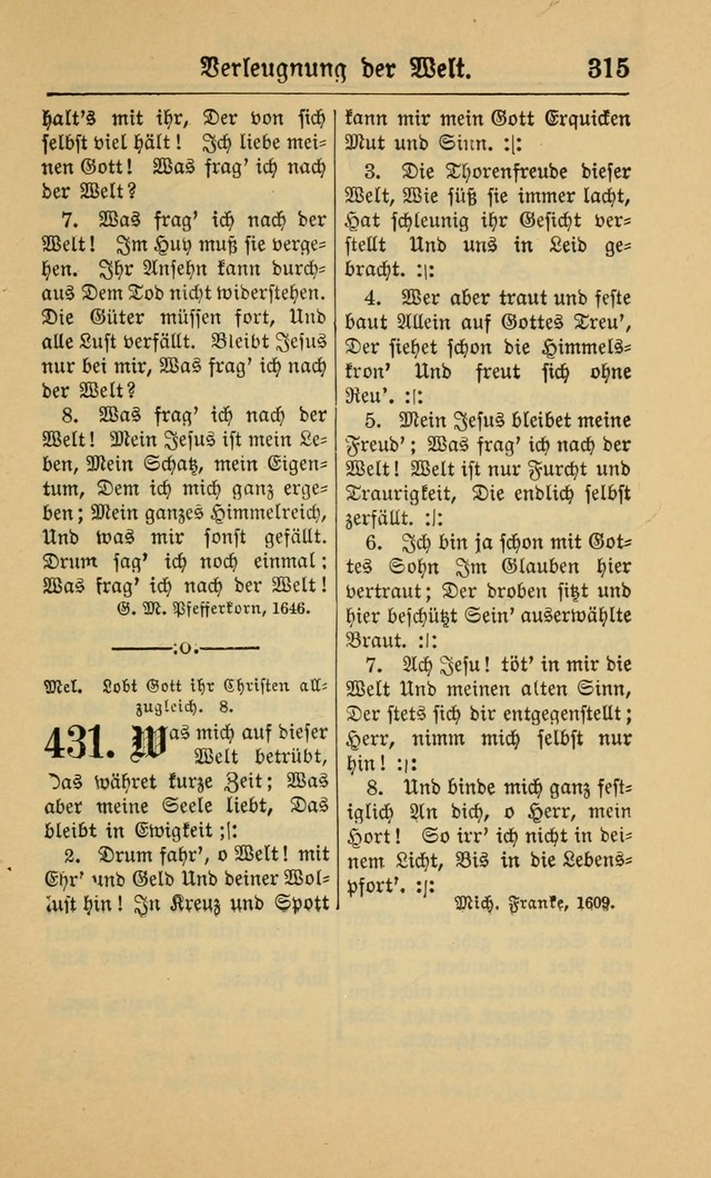 Gesangbuch für Gemeinden des Evangelisch-Lutherischen Bekenntnisses (14th ed.) page 315