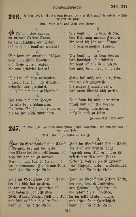 Gesangbuch: zum gottesdienstlichen und häuslichen Gebrauch in Evangelischen Mennoniten-Gemeinden (3rd ed.) page 215