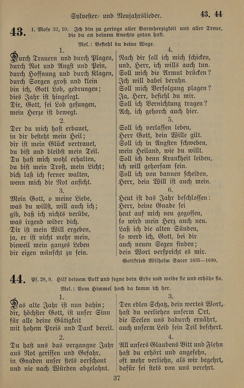Gesangbuch: zum gottesdienstlichen und häuslichen Gebrauch in Evangelischen Mennoniten-Gemeinden (3rd ed.) page 37