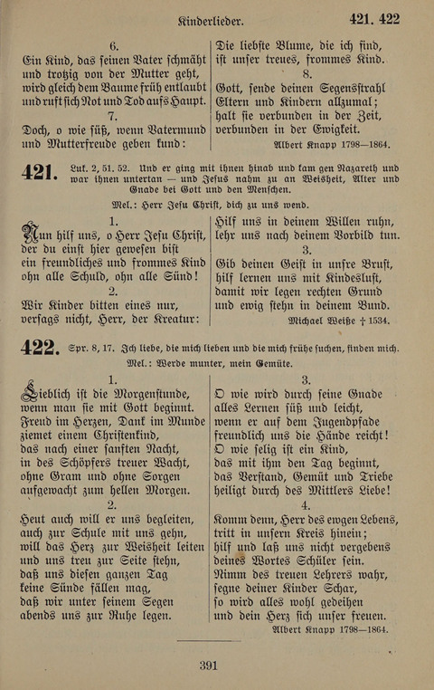 Gesangbuch: zum gottesdienstlichen und häuslichen Gebrauch in Evangelischen Mennoniten-Gemeinden (3rd ed.) page 391