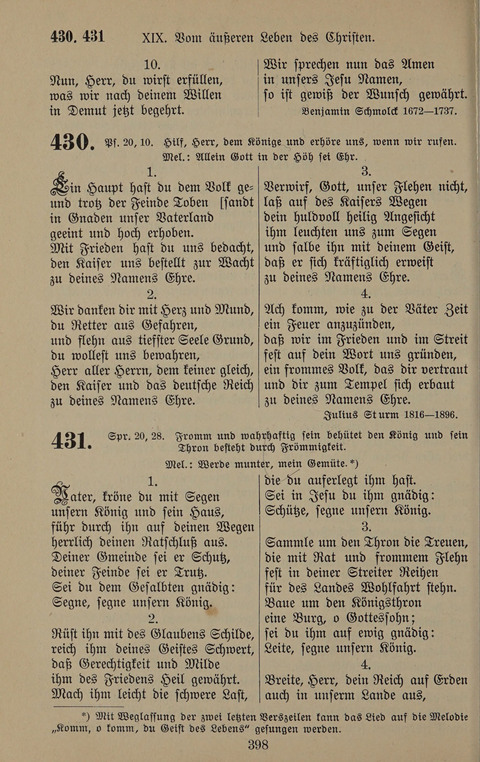 Gesangbuch: zum gottesdienstlichen und häuslichen Gebrauch in Evangelischen Mennoniten-Gemeinden (3rd ed.) page 398