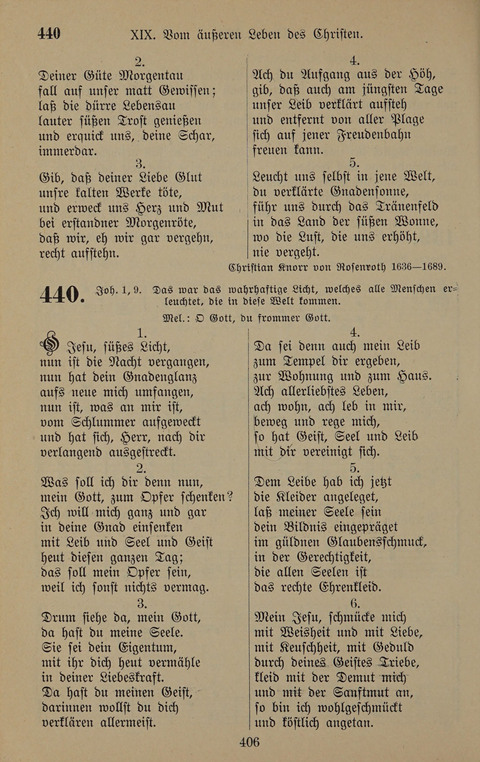 Gesangbuch: zum gottesdienstlichen und häuslichen Gebrauch in Evangelischen Mennoniten-Gemeinden (3rd ed.) page 406