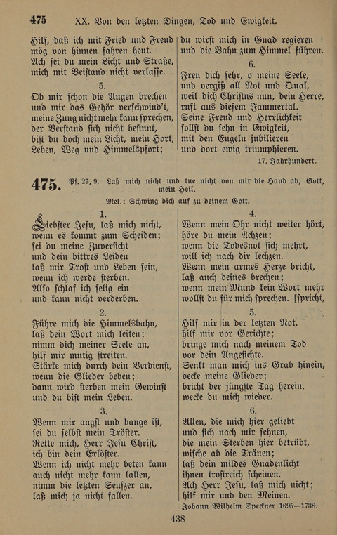Gesangbuch: zum gottesdienstlichen und häuslichen Gebrauch in Evangelischen Mennoniten-Gemeinden (3rd ed.) page 438
