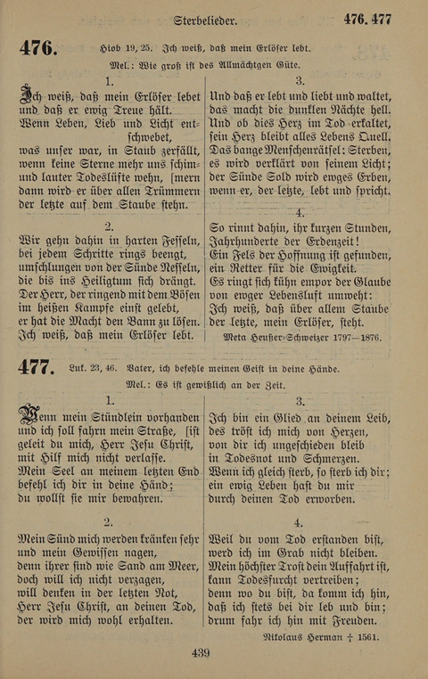 Gesangbuch: zum gottesdienstlichen und häuslichen Gebrauch in Evangelischen Mennoniten-Gemeinden (3rd ed.) page 439