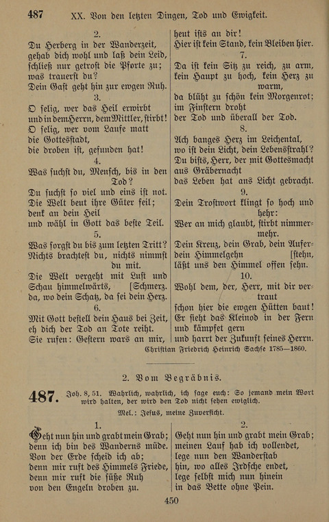 Gesangbuch: zum gottesdienstlichen und häuslichen Gebrauch in Evangelischen Mennoniten-Gemeinden (3rd ed.) page 450