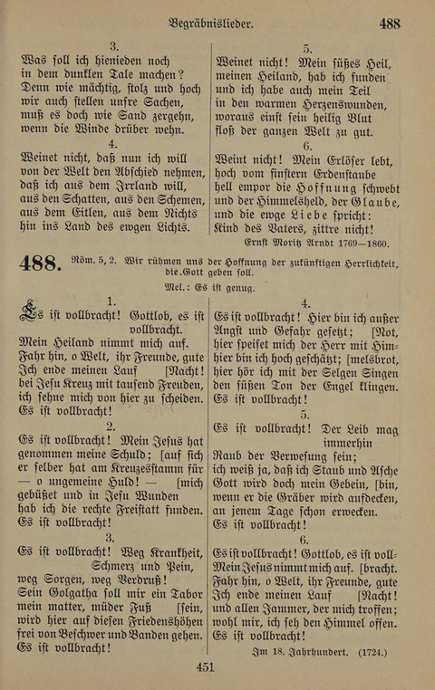 Gesangbuch: zum gottesdienstlichen und häuslichen Gebrauch in Evangelischen Mennoniten-Gemeinden (3rd ed.) page 451