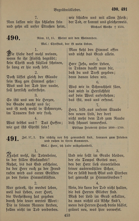 Gesangbuch: zum gottesdienstlichen und häuslichen Gebrauch in Evangelischen Mennoniten-Gemeinden (3rd ed.) page 453