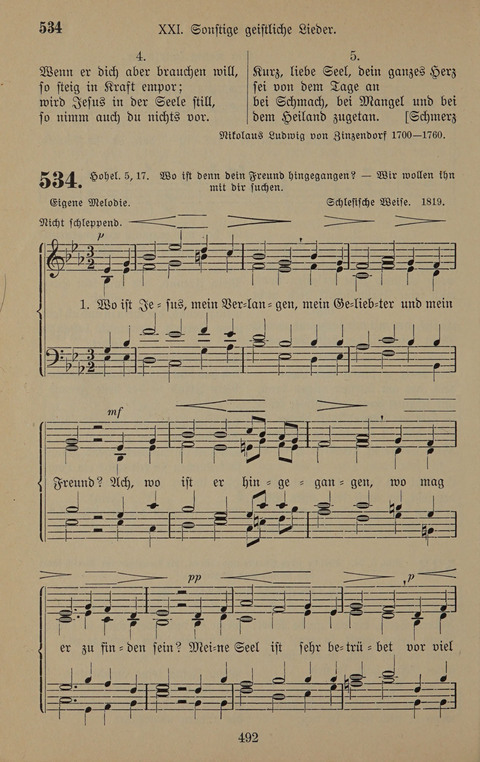 Gesangbuch: zum gottesdienstlichen und häuslichen Gebrauch in Evangelischen Mennoniten-Gemeinden (3rd ed.) page 492