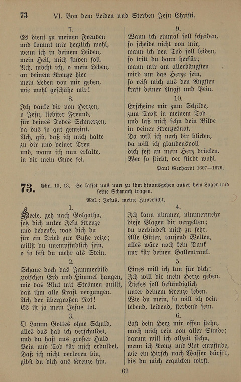 Gesangbuch: zum gottesdienstlichen und häuslichen Gebrauch in Evangelischen Mennoniten-Gemeinden (3rd ed.) page 62