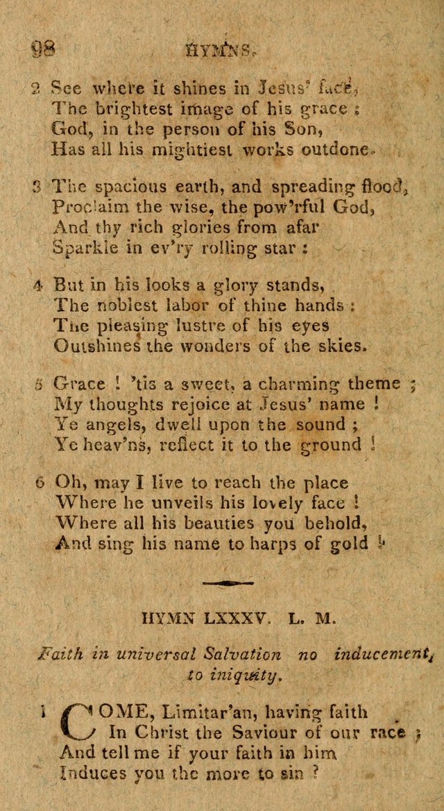 The Gospel Hymn Book: being a selection of hymns, composed by different authors designed for the use of the church universal and adapted to public and private devotion page 98