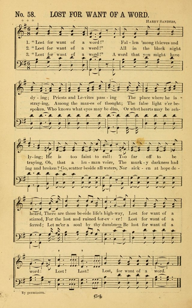 Great Joy!: a new and favorite collection of hymns and music, for gospel meetings, prayer, temperance, and camp meetings, and Sunday schools page 62