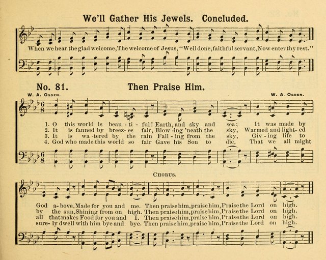 Gathered Jewels: a collection of Sunday School hymns and tunes by a selected corps of authors of great prominence; this book contains a department of christian heart songs especially prepared for youn page 81