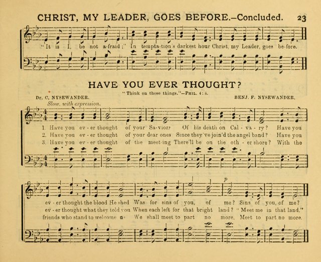 Golden Leaves: a collection of choice hymns and tunes adapted to Sabbath-schools, social meetings, Bible classes, &c. page 23