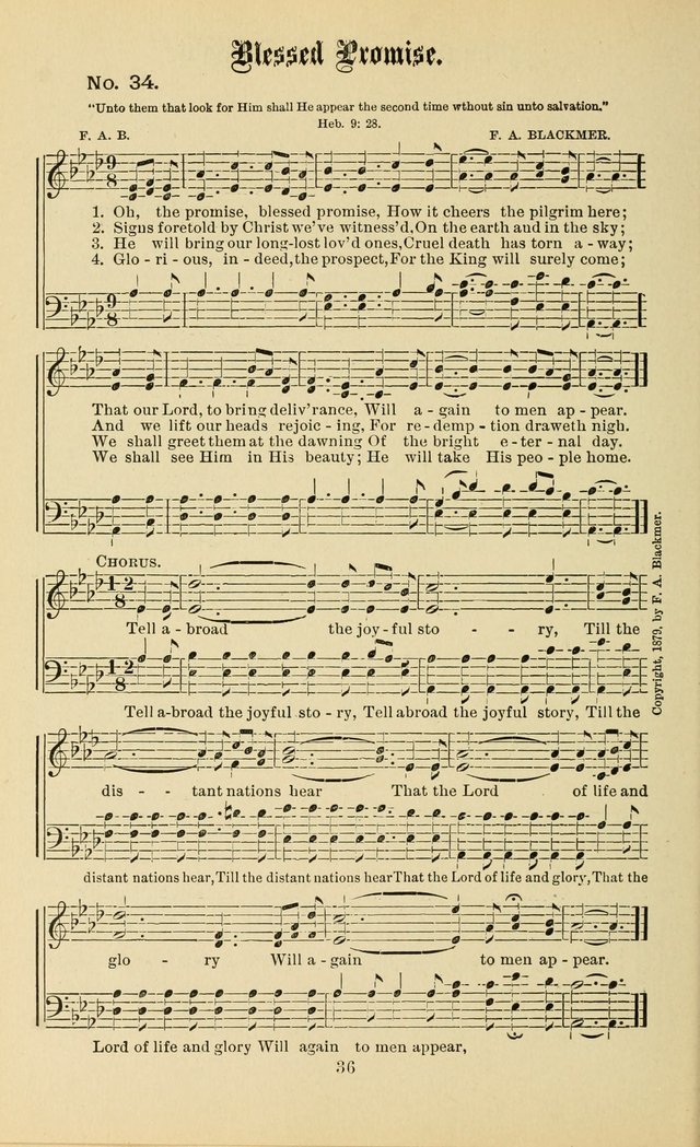 Gospel in Song: a new collection of "hymns and spiritual songs," for use in Sunday schools, praise meetings, prayer meetings, revival meetings, camp meetings and in other places ... page 36