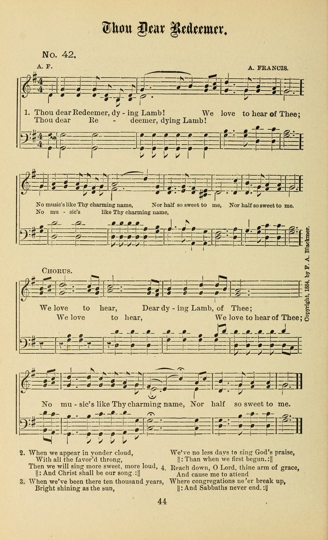 Gospel in Song: a new collection of "hymns and spiritual songs," for use in Sunday schools, praise meetings, prayer meetings, revival meetings, camp meetings and in other places ... page 44
