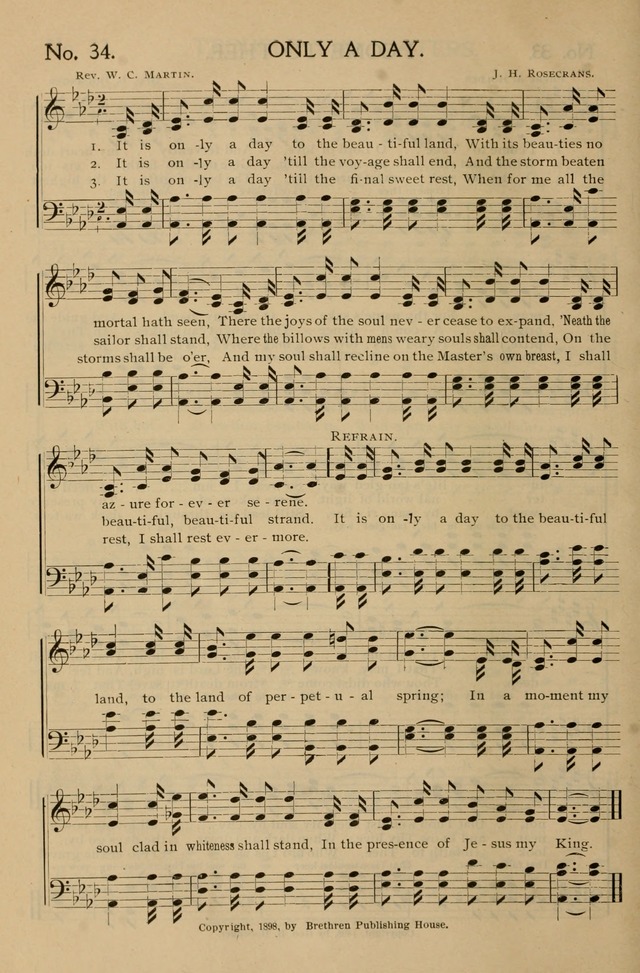Gospel Songs and Hymns No. 1: for the sunday school, prayer meeting, social meeting, general song service page 34