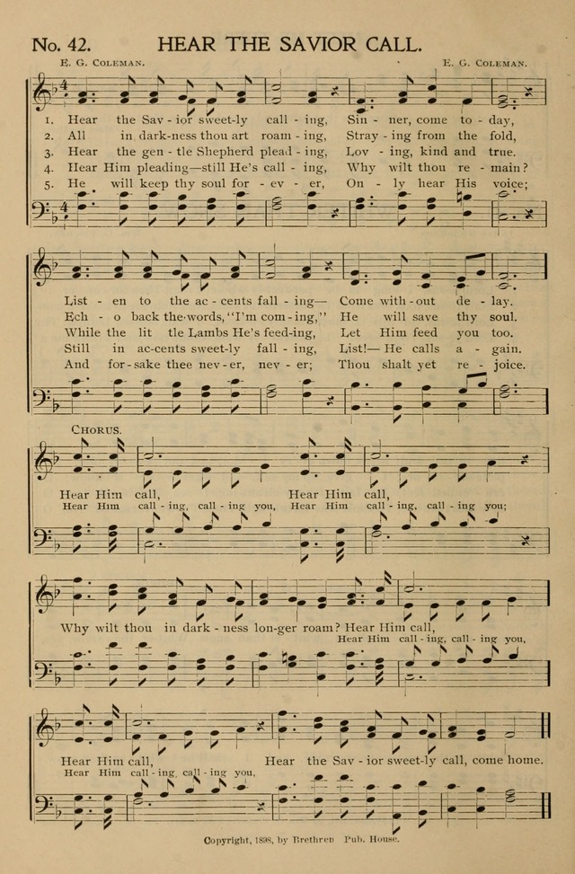 Gospel Songs and Hymns No. 1: for the sunday school, prayer meeting, social meeting, general song service page 42