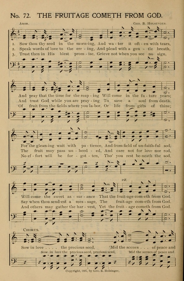 Gospel Songs and Hymns No. 1: for the sunday school, prayer meeting, social meeting, general song service page 72