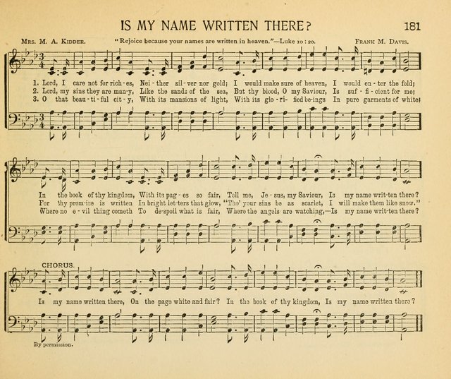 The Gospel Song Sheaf: for Sunday schools and young peoples meetings, comprising primary songs, intermediate songs, gospel and special songs, and old hymns and tunes page 181