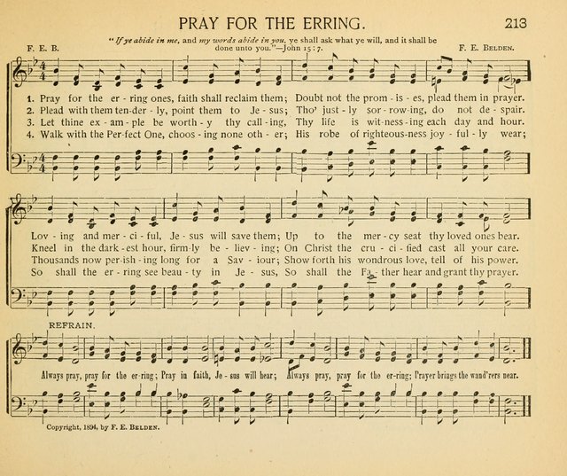 The Gospel Song Sheaf: for Sunday schools and young peoples meetings, comprising primary songs, intermediate songs, gospel and special songs, and old hymns and tunes page 213