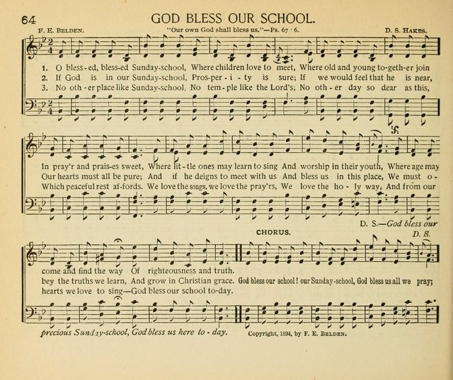 The Gospel Song Sheaf: for Sunday schools and young peoples meetings, comprising primary songs, intermediate songs, gospel and special songs, and old hymns and tunes page 64