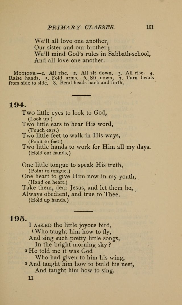 Hymnal for Primary Classes: a collection of hymns and tunes, recitations and exercises, being a manual for primary Sunday-schools (Words ed.) page 158