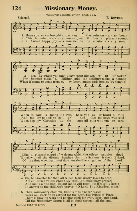 Hymnal for Primary Classes: a collection of hymns and tunes, recitations and exercises, being a manual for primary Sunday-schools (With Tunes)) page 116