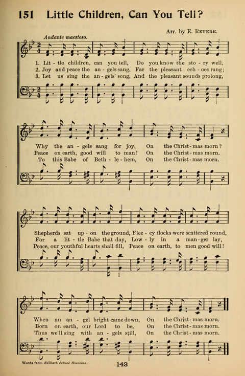 Hymnal for Primary Classes: a collection of hymns and tunes, recitations and exercises, being a manual for primary Sunday-schools (With Tunes)) page 143