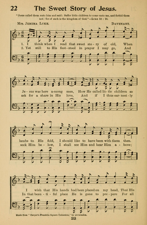 Hymnal for Primary Classes: a collection of hymns and tunes, recitations and exercises, being a manual for primary Sunday-schools (With Tunes)) page 22
