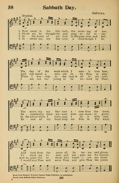 Hymnal for Primary Classes: a collection of hymns and tunes, recitations and exercises, being a manual for primary Sunday-schools (With Tunes)) page 56