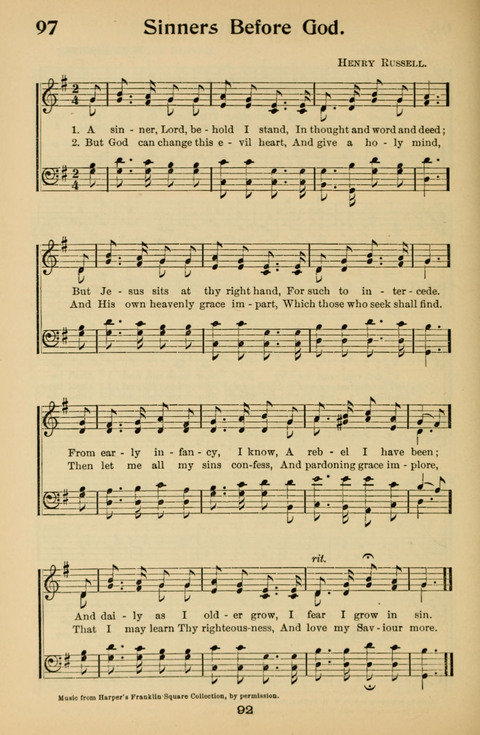 Hymnal for Primary Classes: a collection of hymns and tunes, recitations and exercises, being a manual for primary Sunday-schools (With Tunes)) page 92