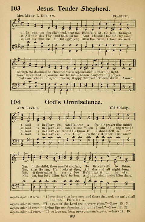 Hymnal for Primary Classes: a collection of hymns and tunes, recitations and exercises, being a manual for primary Sunday-schools (With Tunes)) page 98