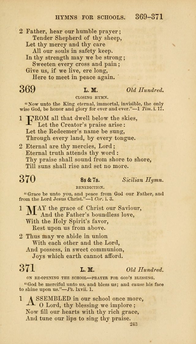 Hymns for Schools: with appropriate selections from scripture and tunes suited to the metres of the hymns (3rd ed.) page 243