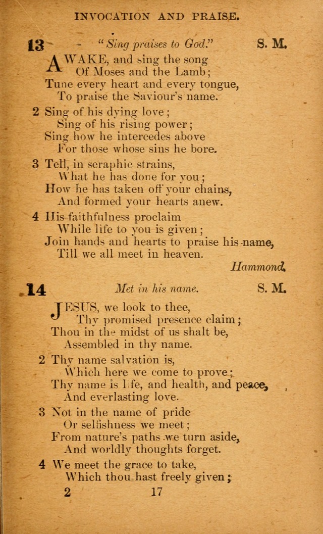 Hymnal: adapted to the doctrines and usages of the African Methodist Episcopal Church. Revised Edition page 17