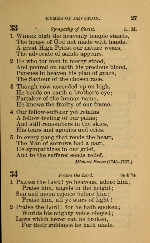 Hymns of the Ages: for Public and Social Worship, Approved and Recommended ... by the General Assembly of the Presbyterian Church in the U.S. (Second ed.) page 27