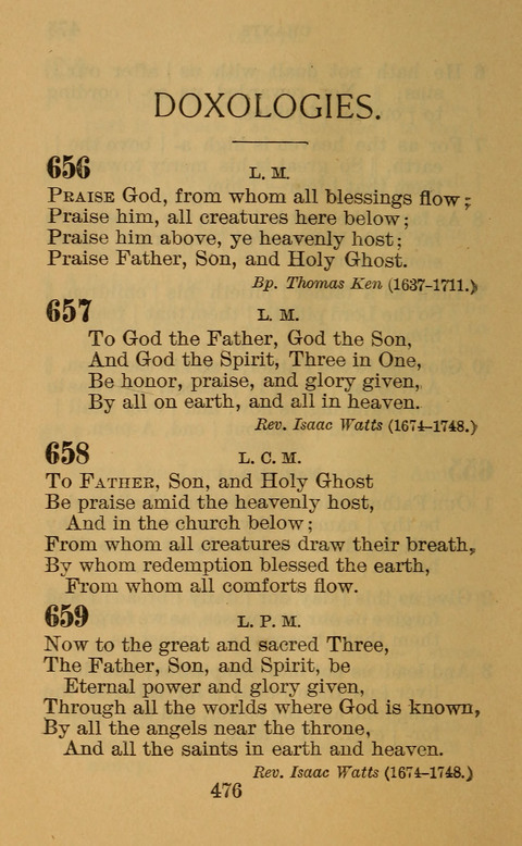 Hymns of the Ages: for Public and Social Worship, Approved and Recommended ... by the General Assembly of the Presbyterian Church in the U.S. (Second ed.) page 476