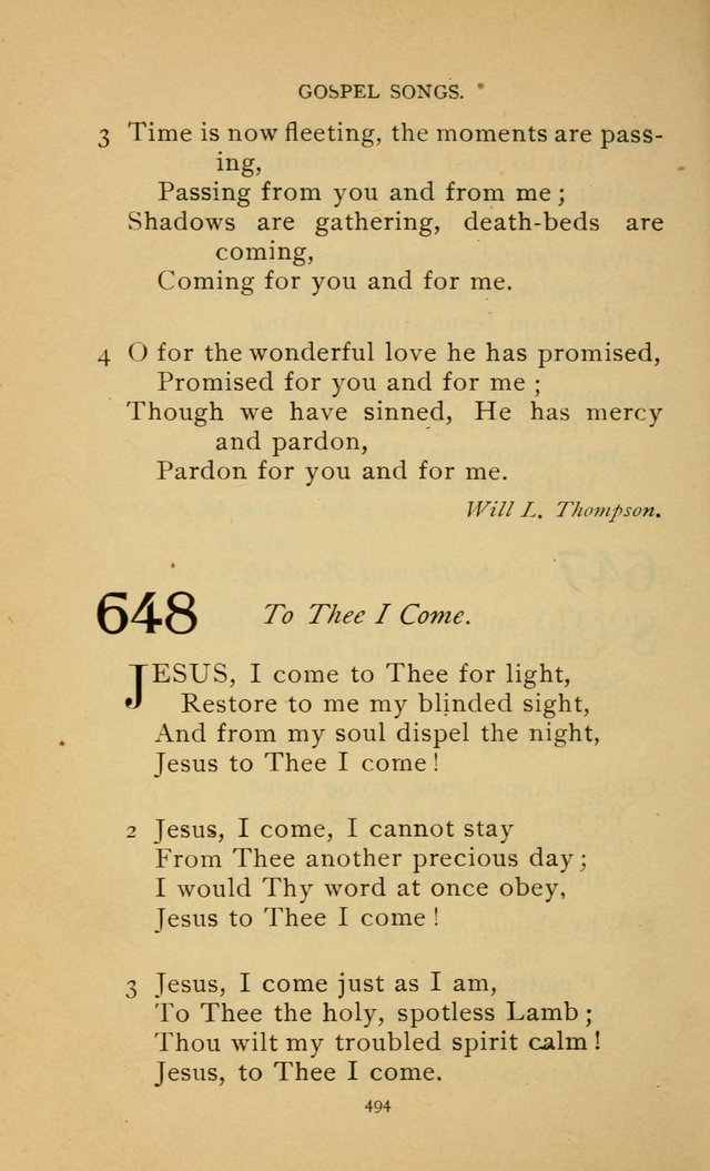 Hymn Book of the United Evangelical Church page 494