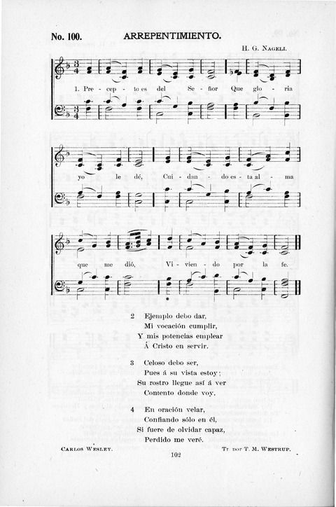 Himnario Cristiano para uso de las Iglesias Evangélicas page 102