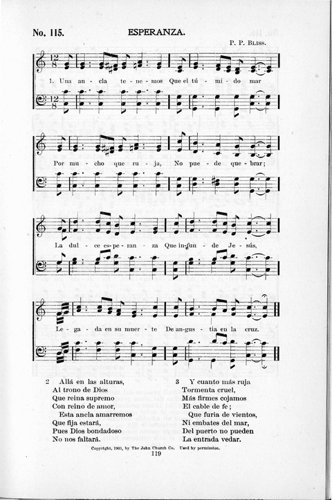 Himnario Cristiano para uso de las Iglesias Evangélicas page 119