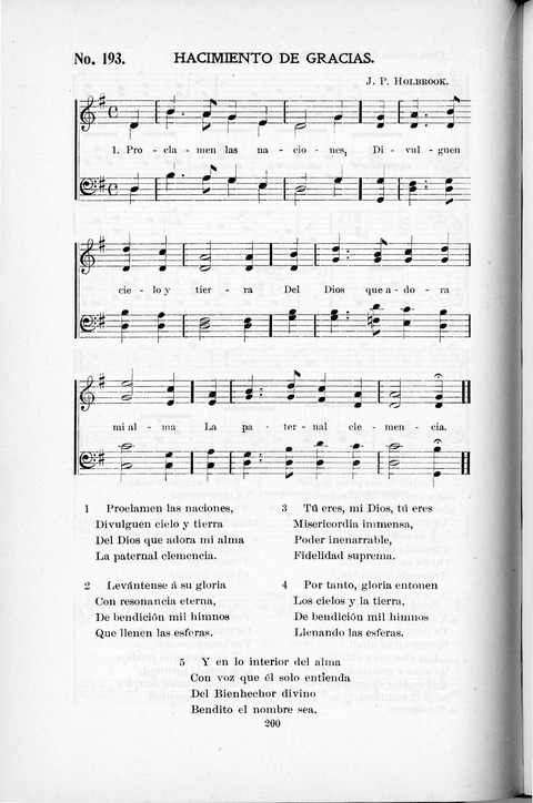 Himnario Cristiano para uso de las Iglesias Evangélicas page 200