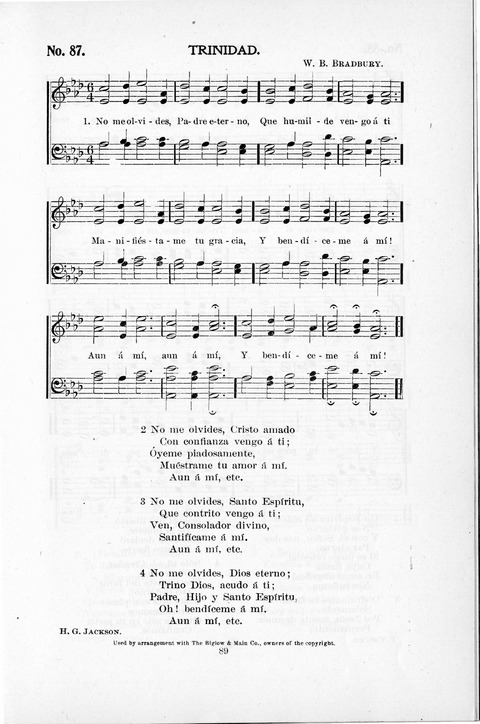 Himnario Cristiano para uso de las Iglesias Evangélicas page 89