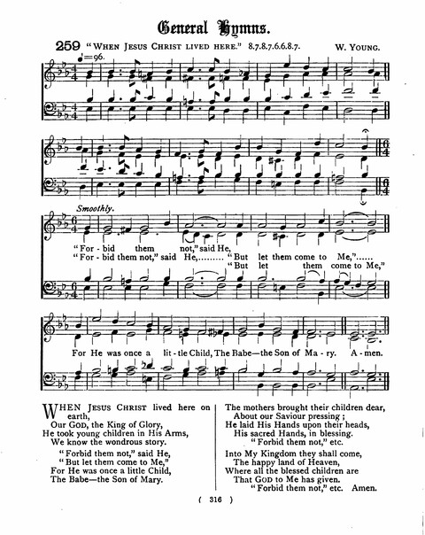 Hymns for the Children of the Church: with accompanying tunes page 316