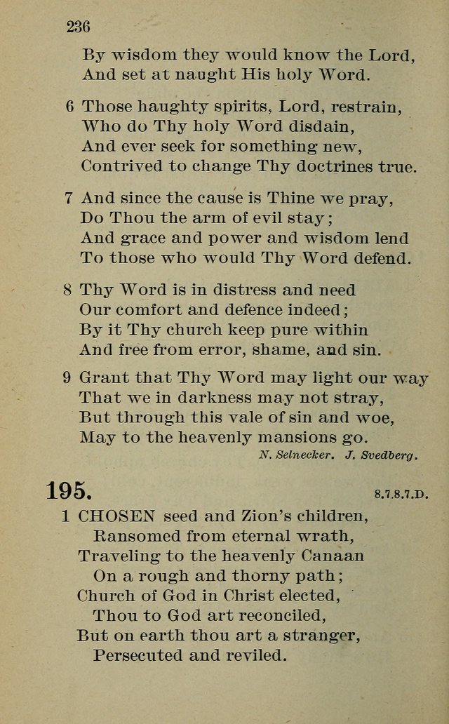 Hymnal: for churches and Sunday-schools of the Augustana Synod page 236
