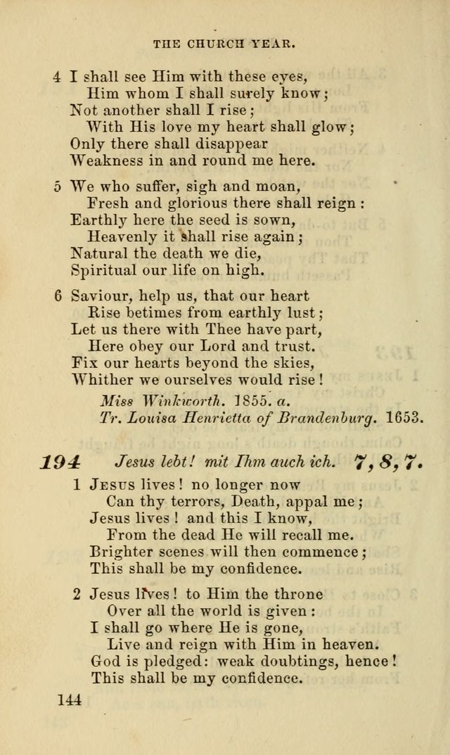 Hymns for the use of the Evangelical Lutheran Church, by the Authority of the Ministerium of Pennsylvania page 144